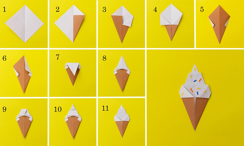 วิธีพับกระดาษ DIY รูปไอศกรีม