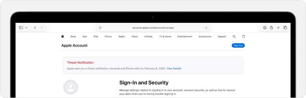 Apple Threat Notification