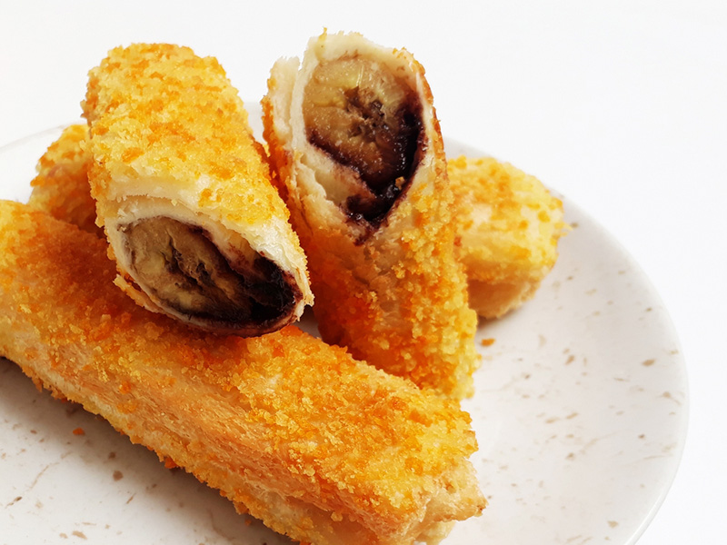 ขนมปังชุบไข่ทอด ไส้กล้วยหอม เมนูอาหารปาร์ตี้เด็ก ปาร์ตี้วันเด็ก อาหารว่าง ของกินงานปาร์ตี้ สูตรอาหาร