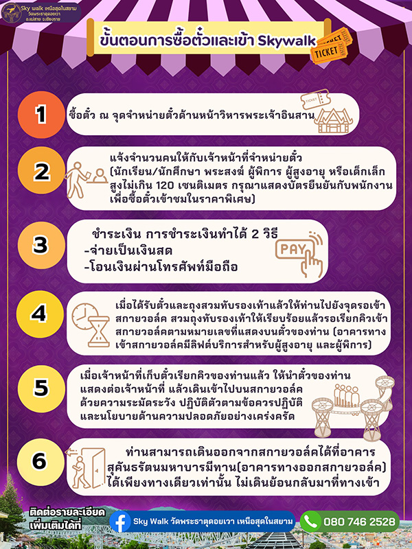 สกายวอล์กพระธาตุดอยเวา ขั้นตอนซื้อตั๋ว