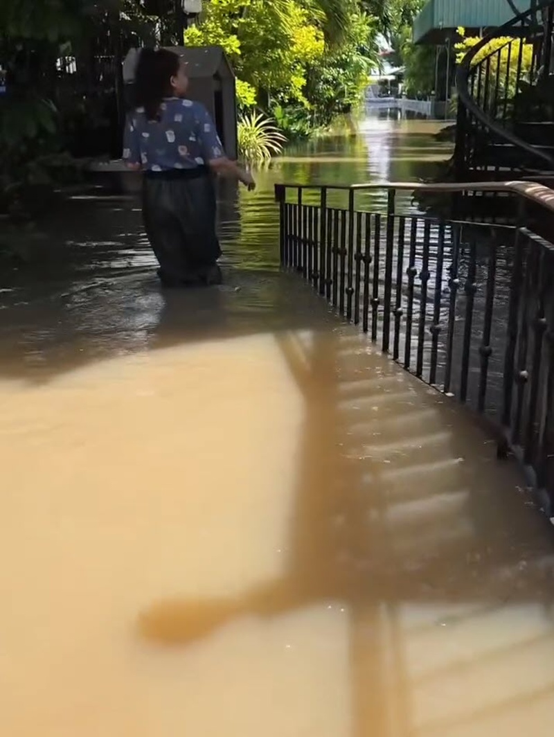 บ้านเรือนไทย แต้ว ณฐพร น้ำท่วมหนักมาก