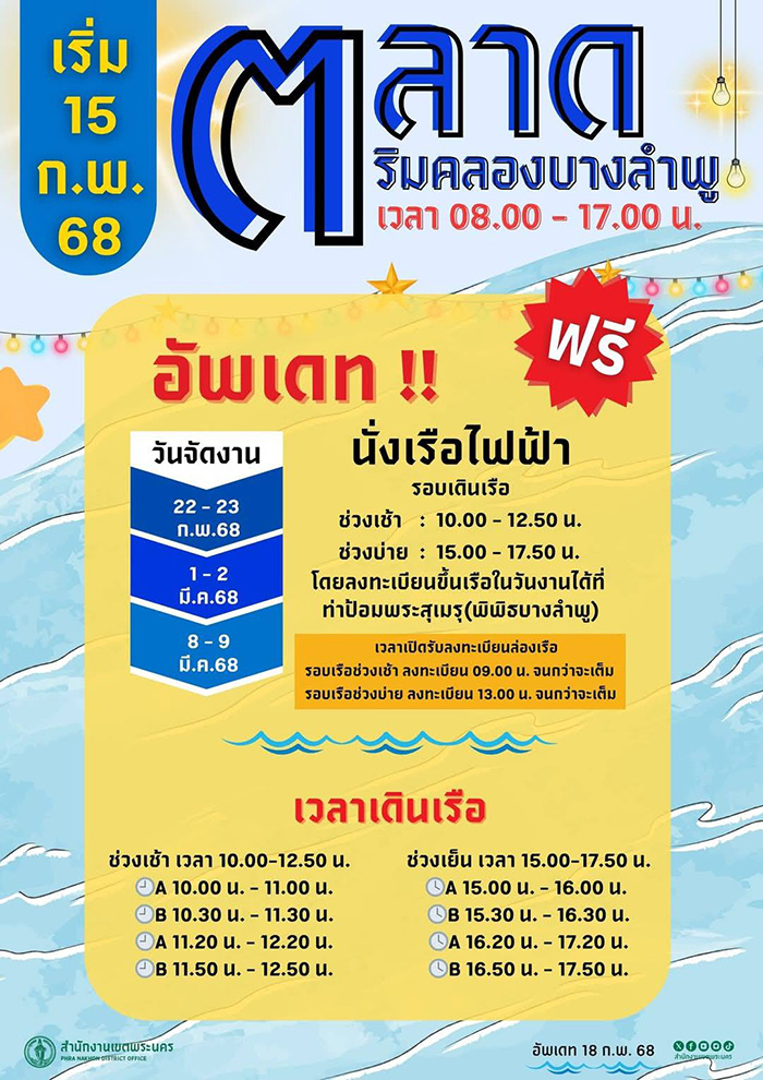 ริมคลอง ลองชิลล์ นั่งเรือไฟฟ้าเที่ยวคลองบางลำพู