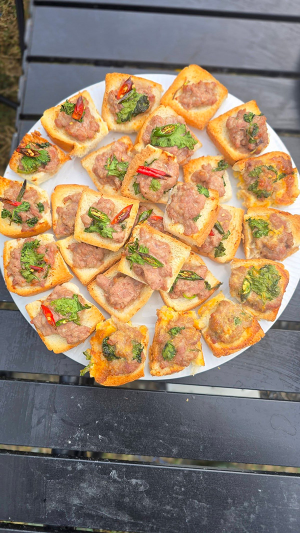 ขนมปังหน้าหมูในหม้อทอดไร้น้ำมัน สูตรอาหาร เมนูหม้อทอด อาหารไทย