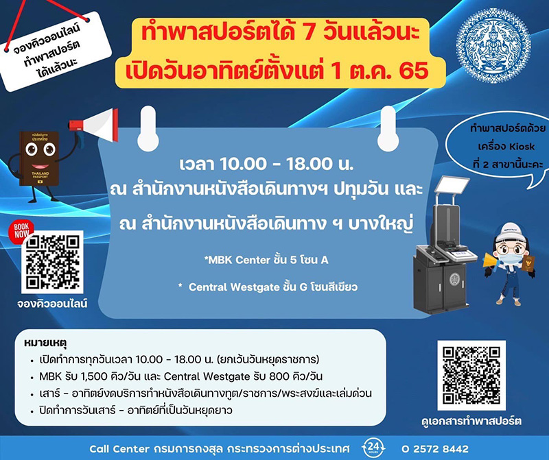 รายละเอียดทำพาสปอร์ตได้ทุกวัน