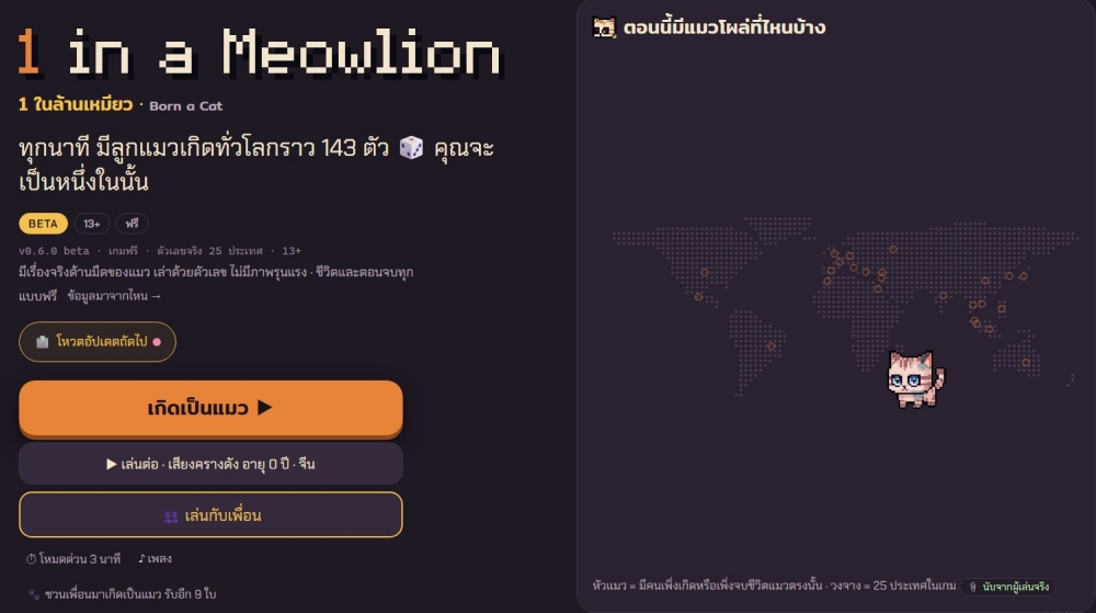 เกมสุ่มเกิดเป็นแมว
