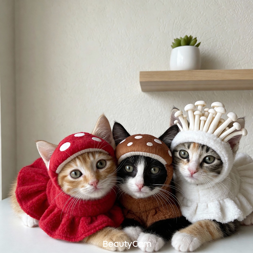 วิธีทำรูปแมวใส่ชุดเห็ด