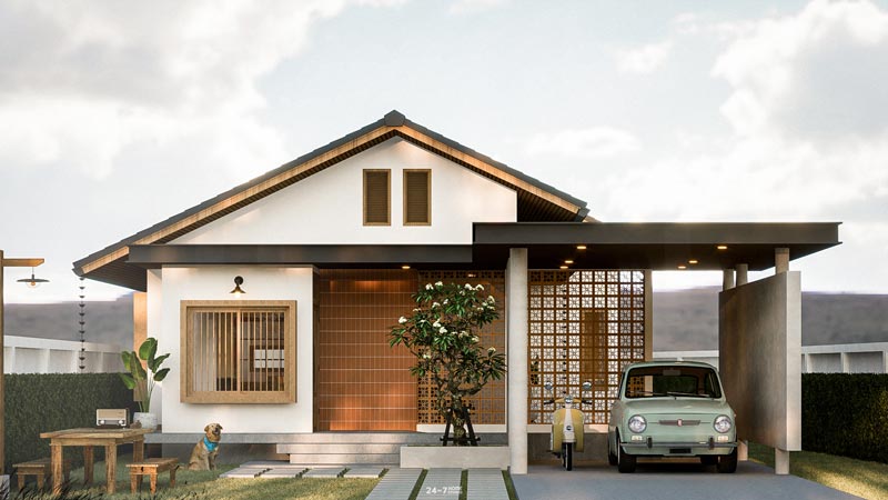 แบบบ้านชั้นเดียวโมเดิร์น 3 ห้องนอน