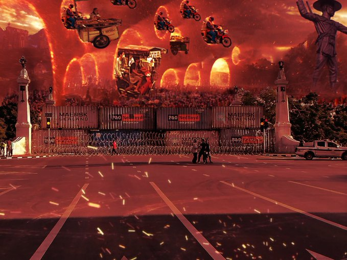 คอนเทนเนอร์ปิดถนน