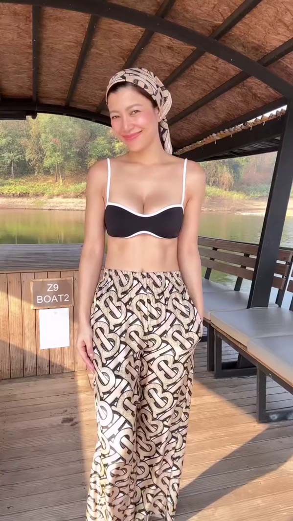 เอมมี่ มรกต อวดหุ่นเซ็กซี่ เขย่าโซเชียล ที่กาญจนบุรี