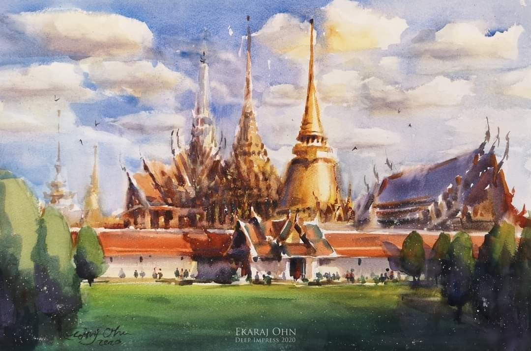 ภาพวาดสีน้ำวัดพระแก้ว