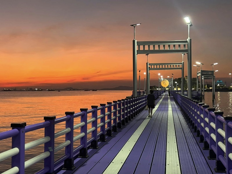 สะพานลอยน้ำสีม่วง ที่เที่ยวชลบุรี