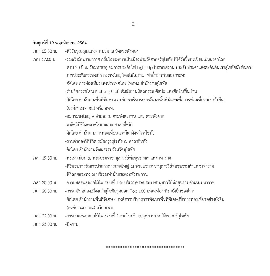 ลอยกระทงสุโขทัย 2564