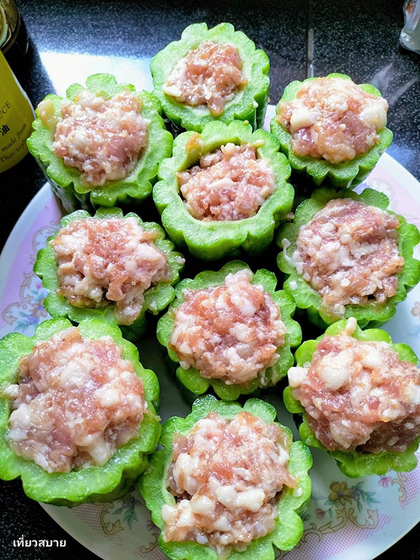 ต้มจืดมะระยัดไส้หมูสับ ใส่ยำผักกาดดอง มะระยัดไส้ แกงจืด ต้มจืด อาหารไทย สูตรอาหาร