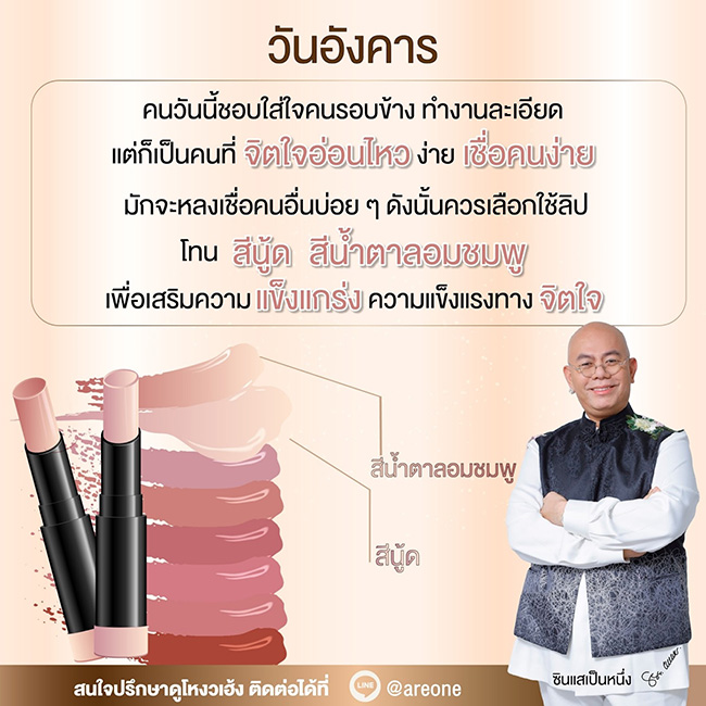สีลิปสติก เสริมดวงตามวันเกิด
