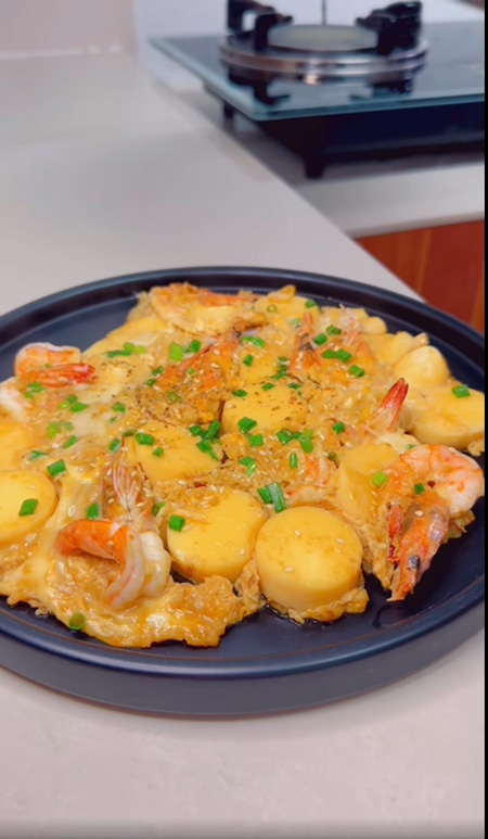 เต้าหู้ไข่ผัดกุ้งเทริยากิ เมนูเต้าหู้ไข่ สูตรอาหาร