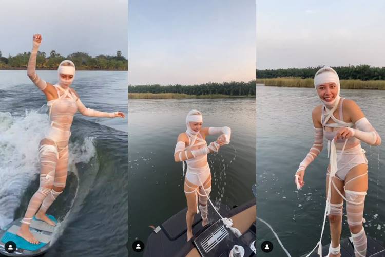 แซมมี่ เคาวเวลล์ แต่งผีมัมมี่เล่นเวกเซิร์ฟ