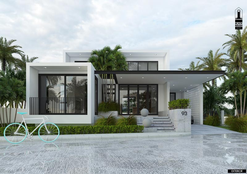 แบบบ้านชั้นเดียว 3 ห้องนอน 2 ห้องน้ำ สไตล์โมเดิร์น