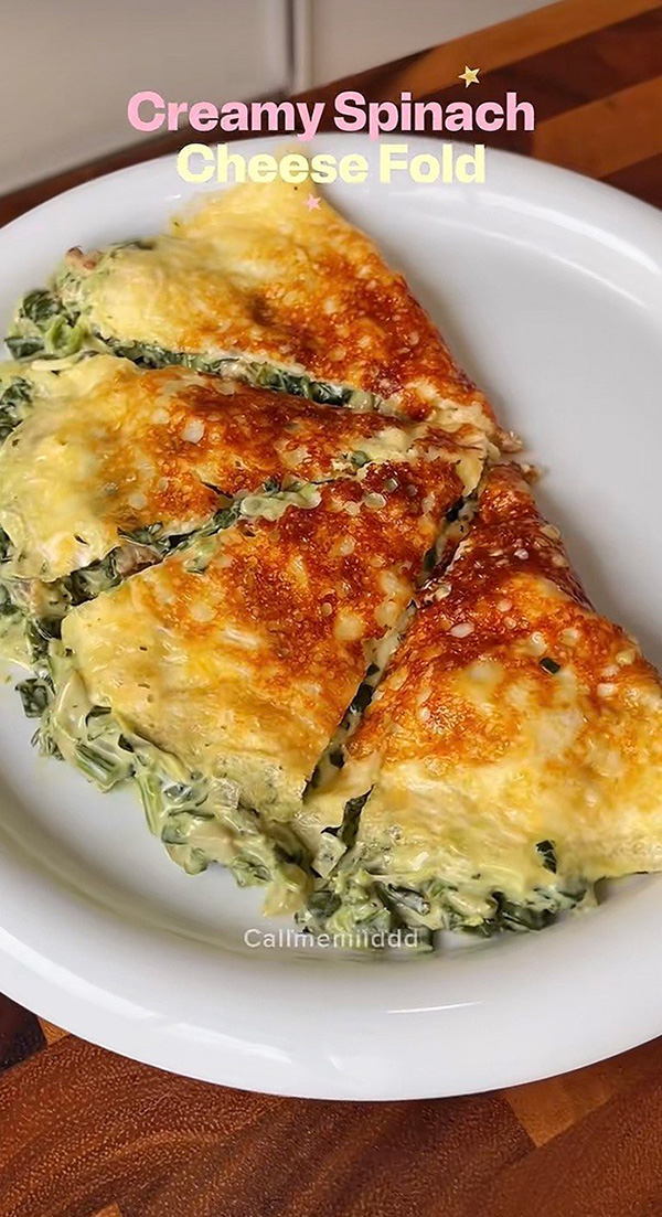 Creamy Spinach Cheese Fold เมนูผักโขมอบชีส อาหารว่าง สูตรอาหาร