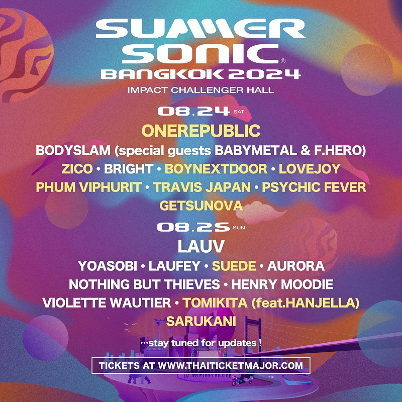 Summer Sonic Bangkok 2024 lineup