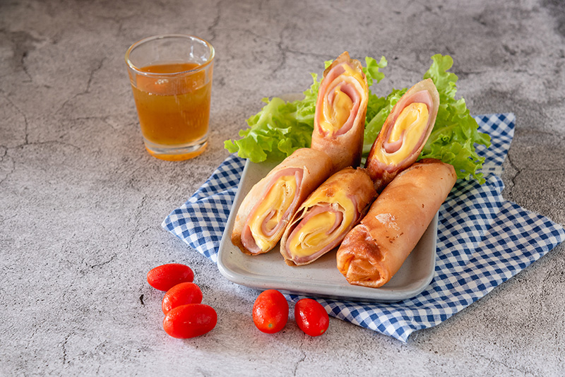 เปาะเปี๊ยะแฮมชีส เมนูอาหารปาร์ตี้เด็ก ปาร์ตี้วันเด็ก อาหารว่าง ของกินงานปาร์ตี้ สูตรอาหาร