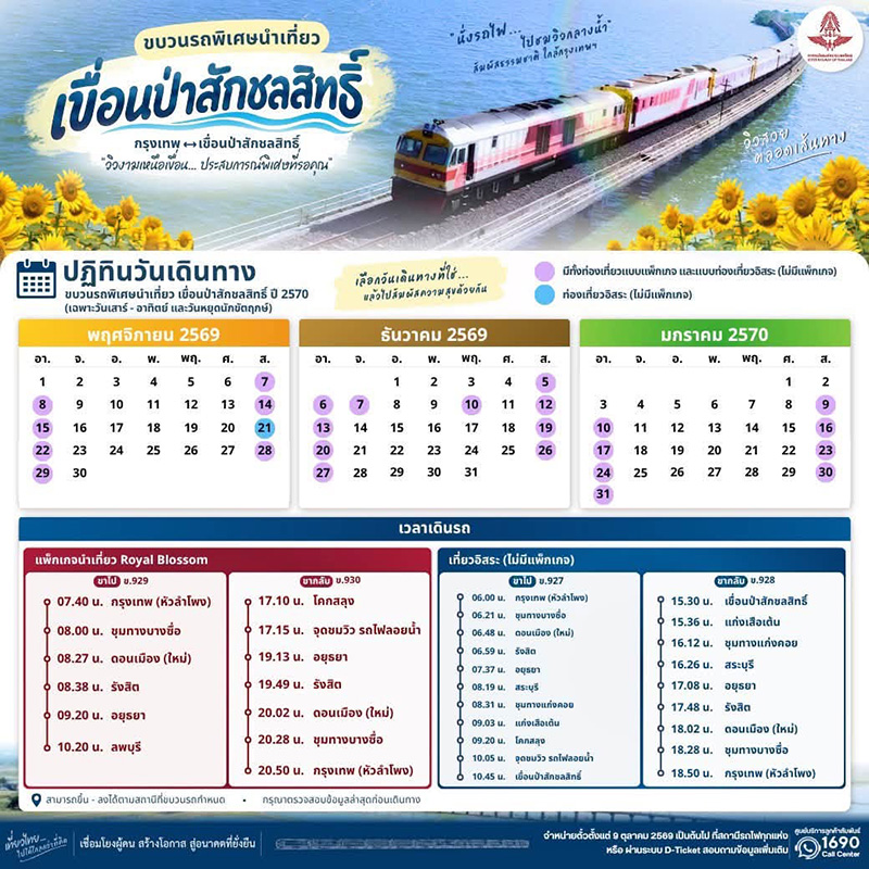 รถไฟลอยน้ำ 2569-2570 เขื่อนป่าสักชลสิทธิ์