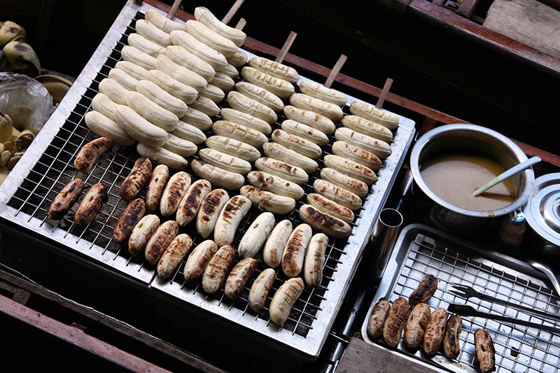 กล้วยปิ้ง ตลาดน้ำดำเนินสะดวก ราชบุรี