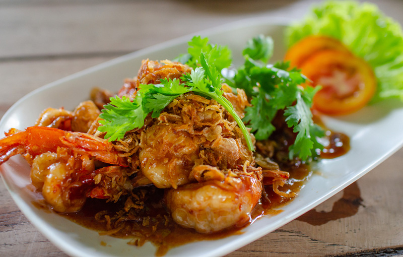 กุ้งราดซอสมะขาม