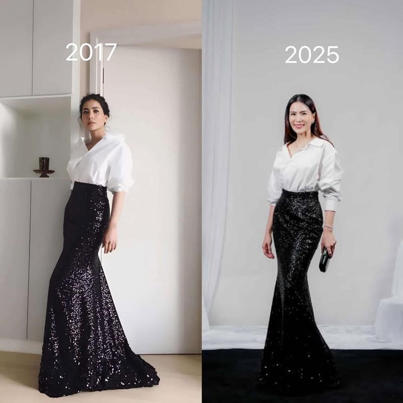 เชอรี่ เข็มอัปสร ใส่ชุดเดิมปี 2017 vs 2025 ยังสวยเป๊ะไม่เปลี่ยน 