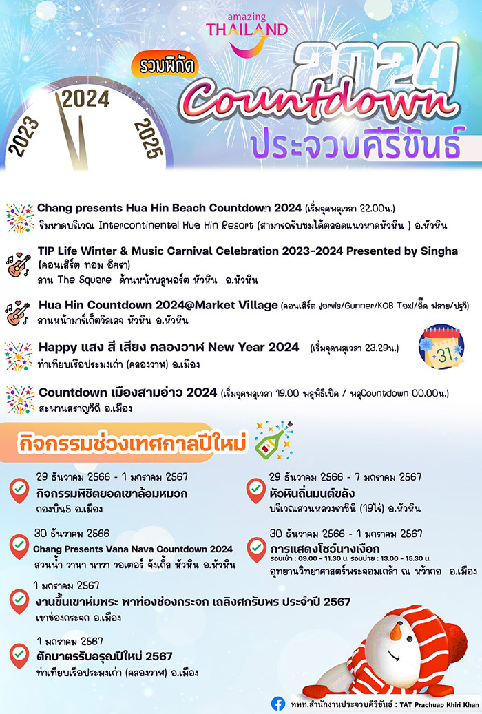 สถานที่เคานต์ดาวน์ 2567 ประจวบคีรีขันธ์