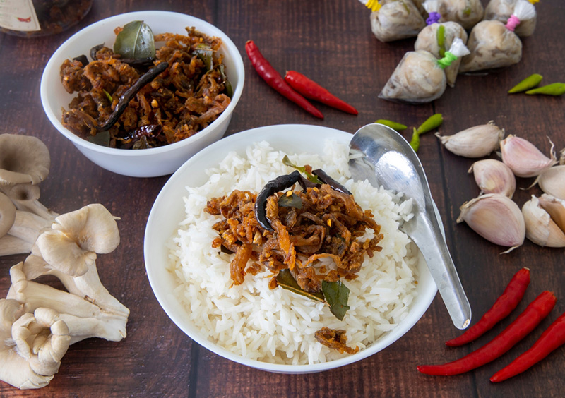 น้ำพริดเห็ดหอมเจ สูตรน้ำพริกเจ