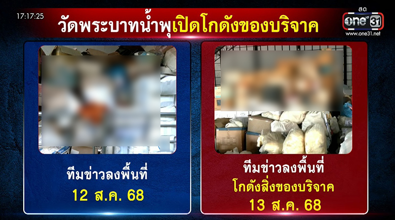 จนท วัดพระบาทน้ำพุ แจงกองของบริจาค 