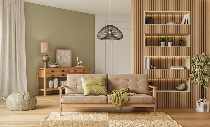 ห้องนั่งเล่นสไตล์ Scandi-Boho