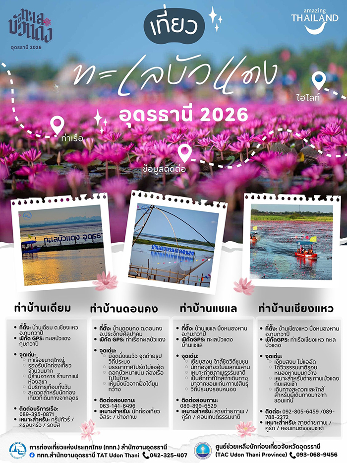 ทะเลบัวแดง อุดรธานี ท่าเรือ