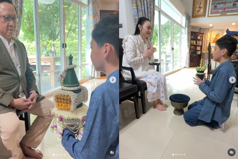 ตั๊ก บงกช ปลื้มใจ น้องข้าวหอม กราบลาพ่อแม่ เตรียมบวชสามเณร