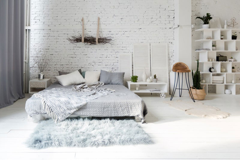 Floor Bed สไตล์ลอฟท์สีขาว