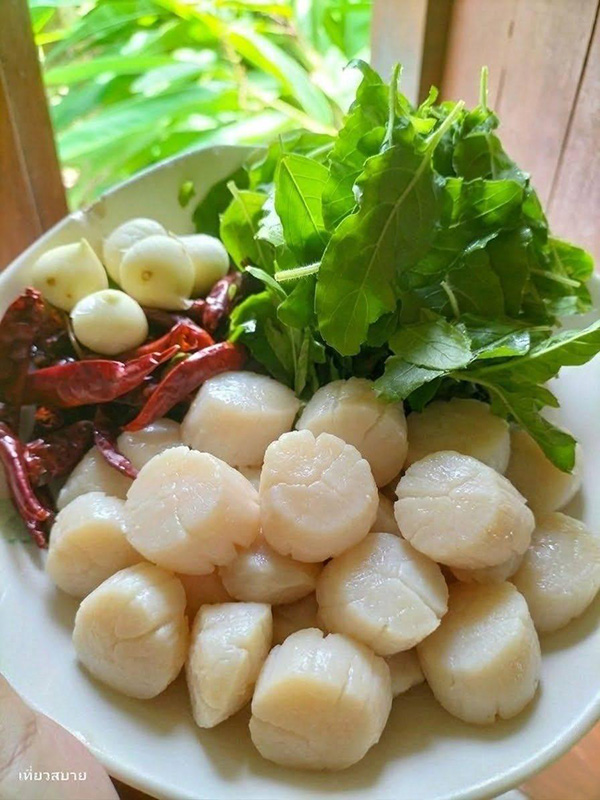 ข้าวผัดกะเพราพริกแห้งหอยเชลล์ เมนูกะเพรา อาหารจานเดียว สูตรอาหาร