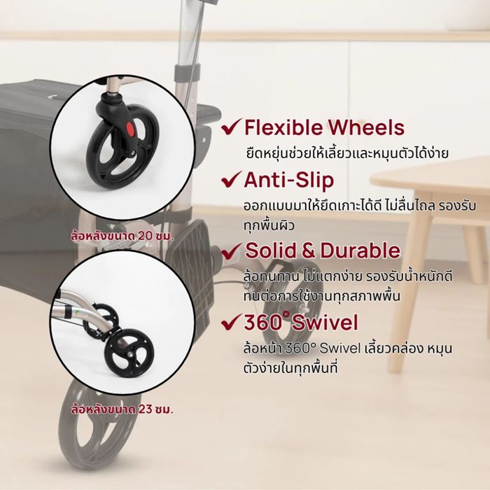 อุปกรณ์ช่วยพยุงเดินและนั่งเข็นได้ Realmed รุ่น BT804L Rollator