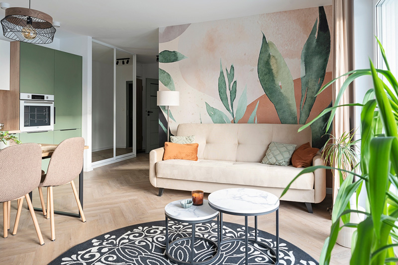 ใช้วอลเปเปอร์หรือสติ๊กเกอร์ติดผนัง