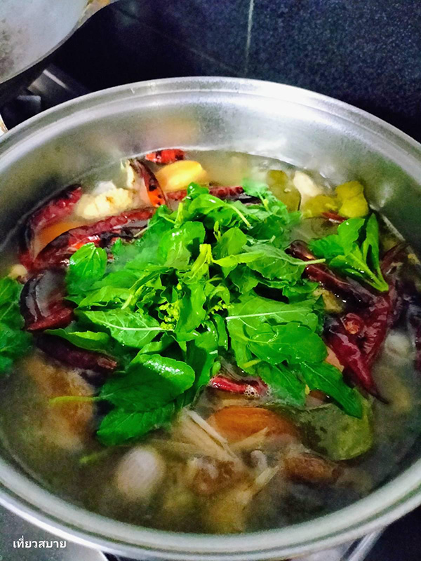 ต้มยำไก่ย่างใบกะเพรา เมนูต้มยำ เมนูไก่ย่าง สูตรอาหาร