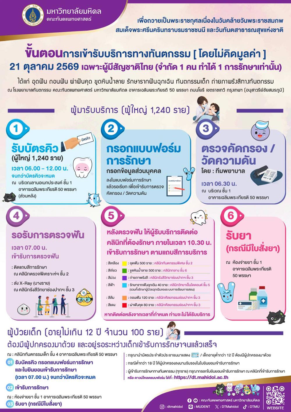 ทำฟันฟรี มหิดล