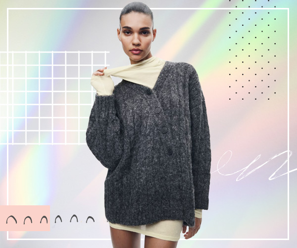 Zara เสื้อคาร์ดิแกนไหมพรมกระดุมเฉียง เสื้อกันหนาว ผู้หญิง