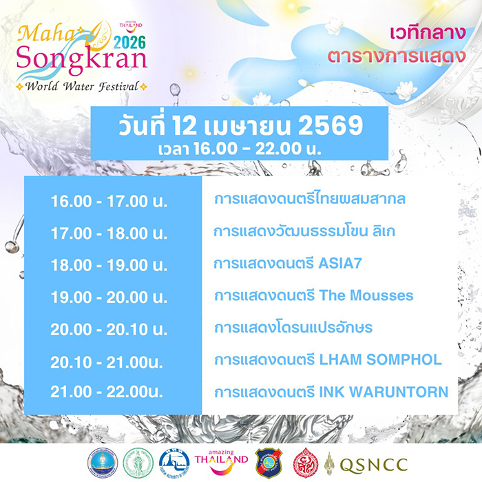 Maha Songkran World Water Festival 2026 การแสดง