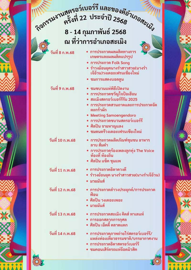 งานสตรอว์เบอร์รีและของดีอำเภอสะเมิง 2568 กิจกรรม