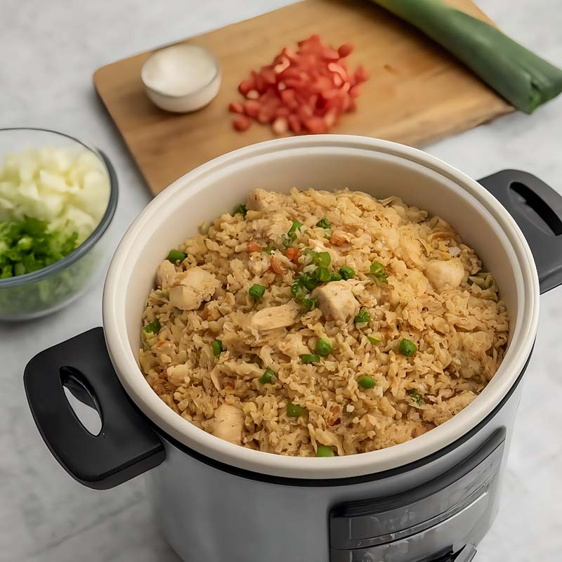 ข้าวผัดหม้อหุงข้าว