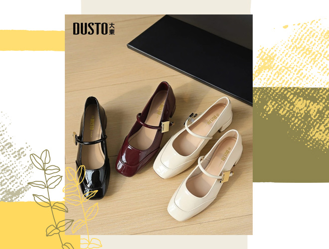 รองเท้าแมรี่เจน DUSTO รองเท้าหนังแก้ว เสริมส้นหนา