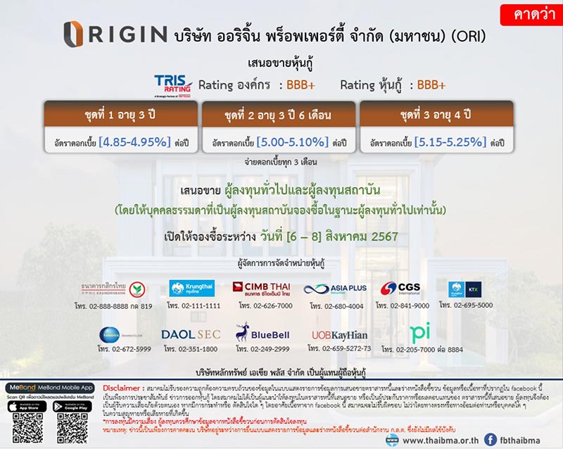 หุ้นกู้ origin