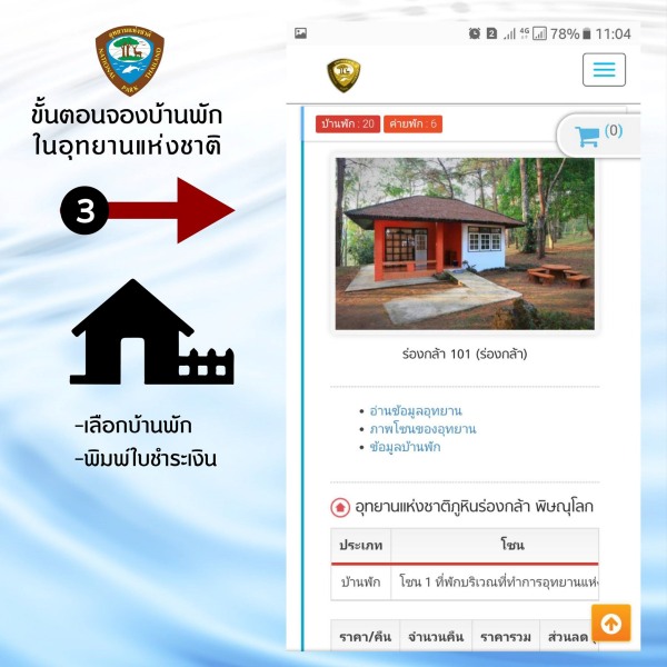 ขั้นตอนจองที่พักอุทยานแห่งชาติ เลือกบ้านพัก