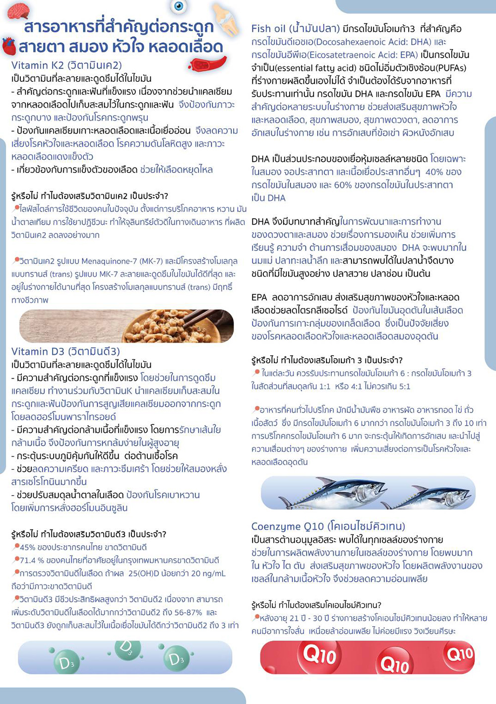 เติมเต็มความเฮลธ์ตี้ให้สมอง สายตา กระดูก หลอดเลือด ด้วย 4 สารอาหารสำคัญที่มักถูกลืม