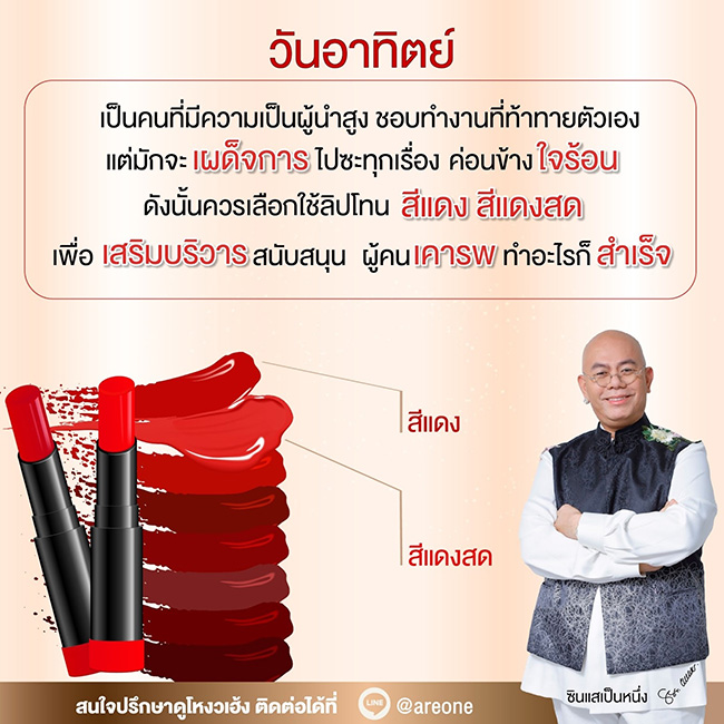 สีลิปสติก เสริมดวงตามวันเกิด