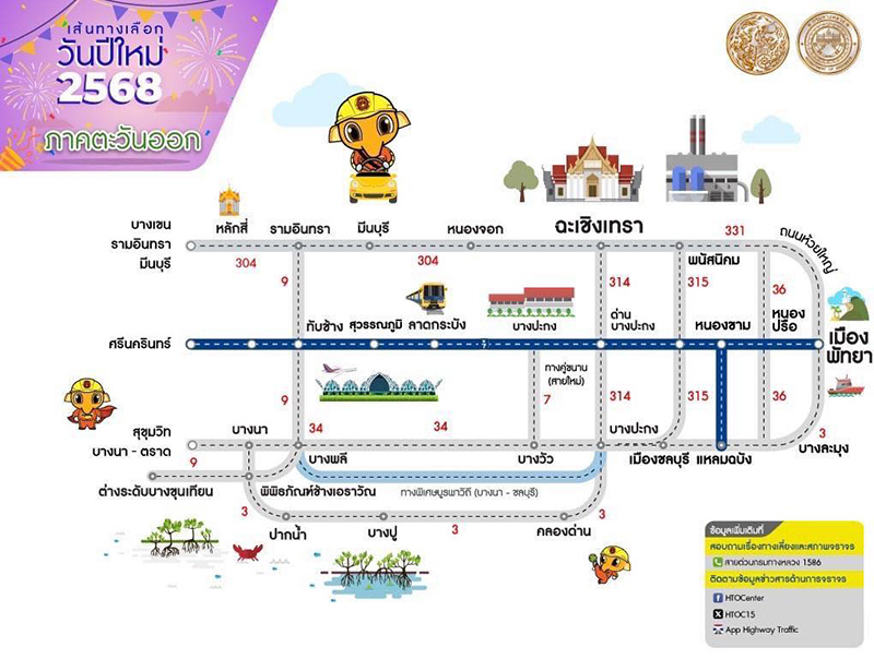 ทล. แนะ 22 ทางลัดออกจากกรุงเทพฯ หนีรถติดช่วงเทศกาลปีใหม่ 2568